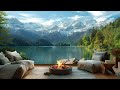 Spring Ambience 🍀 | Sunny Day Space by the Lake with Nature Sounds & Relaxing Campfire