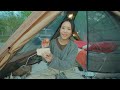 Perfect night in an open A-frame tent | Solo camping | Spicy naengmyeon & short ribs | Paju Sanmeoru