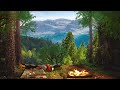 Spring Forest Ambience | Spring Morning &  Healing Nature Sounds, Campfire