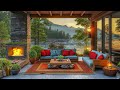 Cozy Porch Spring Ambience by Lakeside 🎹 Smooth Jazz Music and Nature Sounds for Sleep, Relax, Work