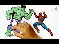 How to draw Spiderman VS Hulk Smash Easy | Step by Step.