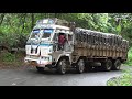 Ashok Leyland 12 Tyre Lorry Truck with HEAVY LOAD Tough to Running on Hill Road in Rain | TruckWala