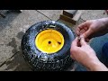 Fixing leaking mower tyres - OIL optional!!...