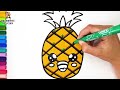 Desenhar e Colorir Frutas Fofas 🍎🍊🍉🍍 Desenhos para Crianças