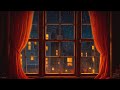 cozy rain on window with oldies playing in another room (vintage new york apartment)