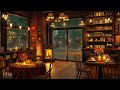Cozy Coffee Shop Ambience ☕ Smooth Jazz Instrumental Music & Crackling Fireplace for Relaxing, Work