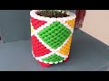 Recycle Plastic Bottle Caps To Make Beautiful Colorful Art Flower Pot