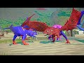Spiderman Dragon I-Rex and Captain America T-Rex, Spinosaurus vs Giganotosaurus Dinosaur Battle