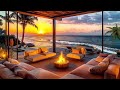 Romantic Dusk Ambiance with Gentle Ocean Waves and Relaxing Bossa Nova Jazz Music for Work and Study