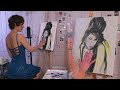 Painting Amy Winehouse 🖤 ASMR Ramblings & Brush Strokes 🎶 🎨