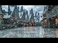 Harry Potter Music & Ambience | Hogsmeade Relaxing Music, Crowd Noise, and Snow.