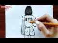 BTS drawing | Easy BTS girl drawing | Pencil sketch of BTS Army