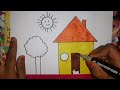 HOUSE DRAWING| How to Draw a Simple House Step By Step Very Easy /#housedrawing  Scenery Drawing