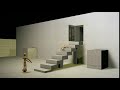 Stickman stairs and door. Ragdoll dynamics with Cinema 4D