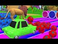 Paint & Animals Duck,Gorilla,Lion,Elephant,Cow,Sheep Fountain Crossing Transformation Animal Cartoon