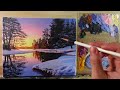 How to Paint Winter Lake Sunset / Step-by-step Acrylic Painting / Correa Art