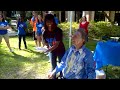 University of Florida economics professor Dr. Denslow gets pied in the face