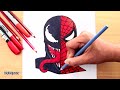 How to draw SPIDER-MAN vs. VENOM (in one face)
