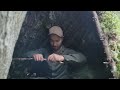 Solo Survival Under a Rock With No Food or Water - A-frame Bushcraft Shelter, Natural Water Filter