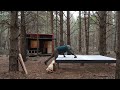 Off grid cabin building in the woods, start to finish no talking