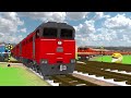 6 TRAINS CROSSING ON BUMPY FORKED RAILROAD CROSSING  BeamNG Driver Train Simulator #railroad