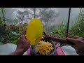 survival camping heavy rain lightning thunder storm on mountain