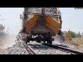 JCB 3DX Loading Small Stone in Rail Truck and Spreading in Railway Track | jcb and Truck
