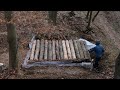 Hidden Dugout, 30 days of Winter Building ,Forest Survival Shelter , Pt1