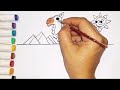 Camel Drawing in Desert,Easy Camel Drawing, Painitng and Coloring for Kids,Toddlers, How to Draw