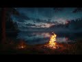 Lakeside Serenity - Calming Campfire and Piano Music for Relaxation -Free 1 Day
