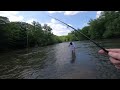 Fly Fishing with my nephew Max on the Shenango River.