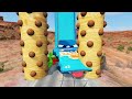 Big & Small Long Stair King Dinoco vs Trains | BeamNG.Drive