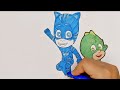 How to draw Pj Mask Step by Step |Easy Coloring and Drawing Catboy ,Owlette and Gekko .