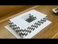 easy  3D drawing on paper for beginners, how to draw 3D