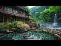 Calming Rainfall Japanese Garden🌺Gentle Rain Sounds and Piano Music for Sleep and Relaxation