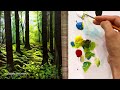 Easy way to paint a forest | Acrylic painting techniques for beginners