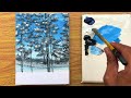 Winter scenery painting / Canvas painting / Painting tutorial