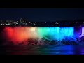 NIAGARA FALLS at Night Illumination Light Show - Niagara Falls New York and Niagara Falls Canada 4K
