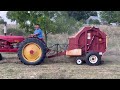 Massey Harris 44 baling with a M&W 1500 baler & Ford 801 Powermaster cutting hay with Vermeer TM 700