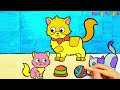 Cat Family Drawing, Painting and Coloring for Kids & Toddlers | How to Draw, Paint Basics #253