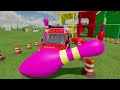 TRANSPORTING PIXAR CARS & FRUITS WITH COLORED & JOHN DEERE vs CLAAS vs TRACTORS - BeamNG.drive #983