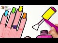 Drawing And Coloring A Hand With Rainbow Nailpolish 💅🌈 Drawings For Kids