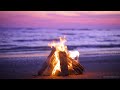 Relaxing Crackling Fire with Beautiful Piano Music and Background Wave Sounds