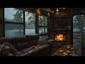 Calm Retreat| Rain and Fire Sounds at the Window for Stress Relief and Sleep