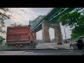 Driving on Jacques Cartier bridge, Montreal, Quebec, morning traffic,
