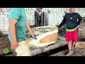 The process of sawing tamarind wood for Japanese sultan tea table bench material I Sawmill