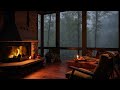 Tranquil Balcony Oasis: Relax with Heavy Rain and Crackling Fire for 10 Hours