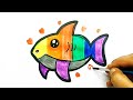 How To Draw Shark 🐟🎨with Rainbow🌈 Colors for Kids. | Kids Art Cafe,12