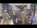 Did not know this was going to happen. Kings' lifeguards pose with army vehicle for armed forces day