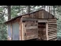 Building a Wooden Cabin - Winter Camping in a Log Cabin with My Dog